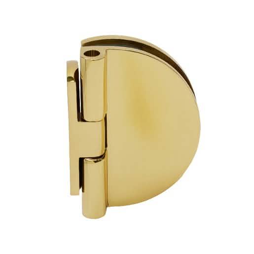 CRL Polished Brass Half Round Shower Door Hinge - Light Duty, Frameless Design