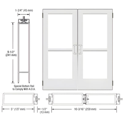 CRL-U.S. Aluminum 550 White KYNAR Wide-Stile Butt-Hinge Entrance Door