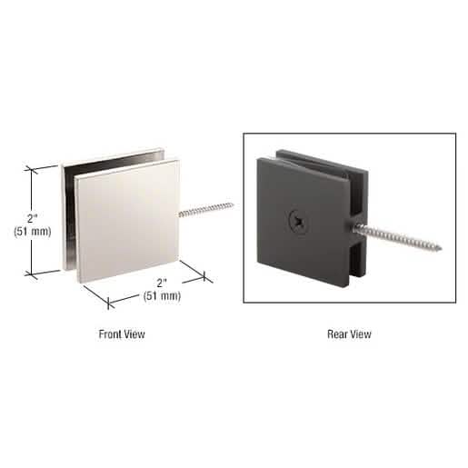 CRL Polished Nickel Square Wall Mount Transom Clamp - Durable, Stylish, and Adjustable