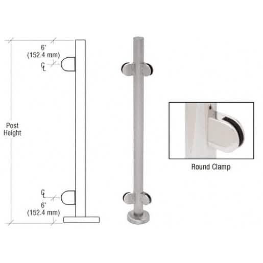 CRL Brushed Stainless 42" Steel Glass Clamp 135° Center Post Railing Kit - Sleek Design