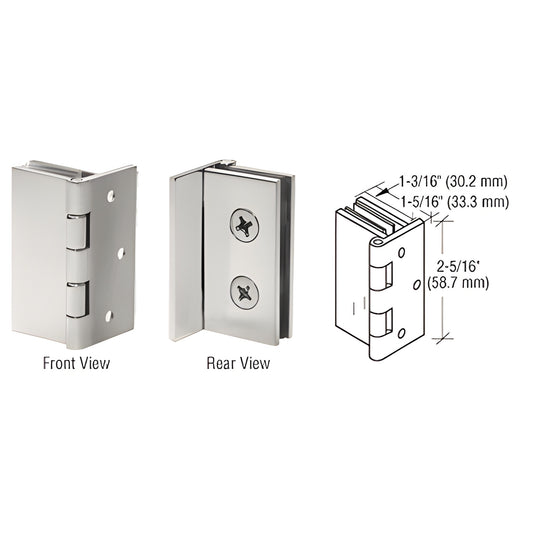 EH245 brushed nickel wall-to-glass hinge for 6-8mm tempered glass, 2-pack forged brass, 30 lb capacity
