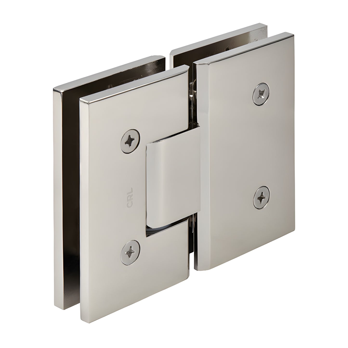 VCT180PN polished-nickel square 180 glass-to-glass shower hinge, solid brass, for 3/8-1/2 in (10-12mm) glass