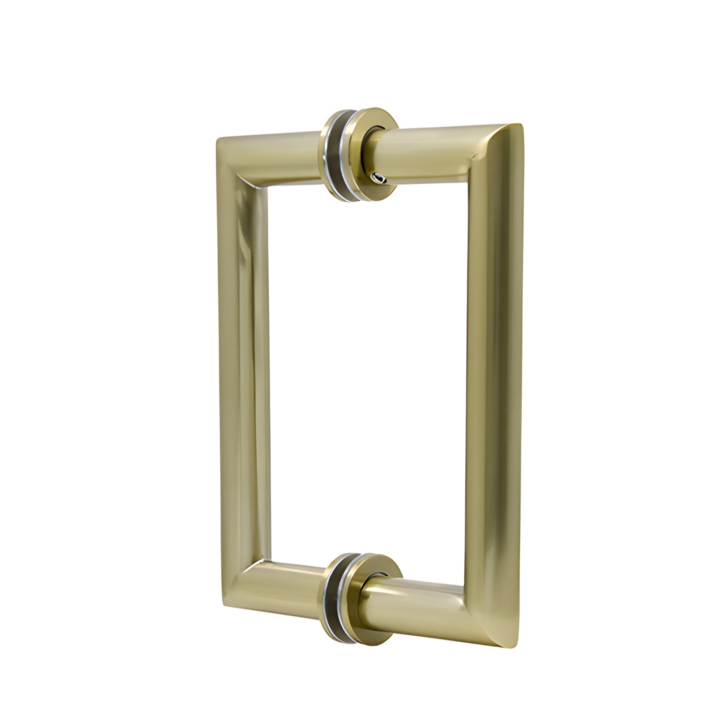 Brushed bronze MT6X6BBRZ back-to-back square-mitered tubular brass glass door pull handle, 6" C-C