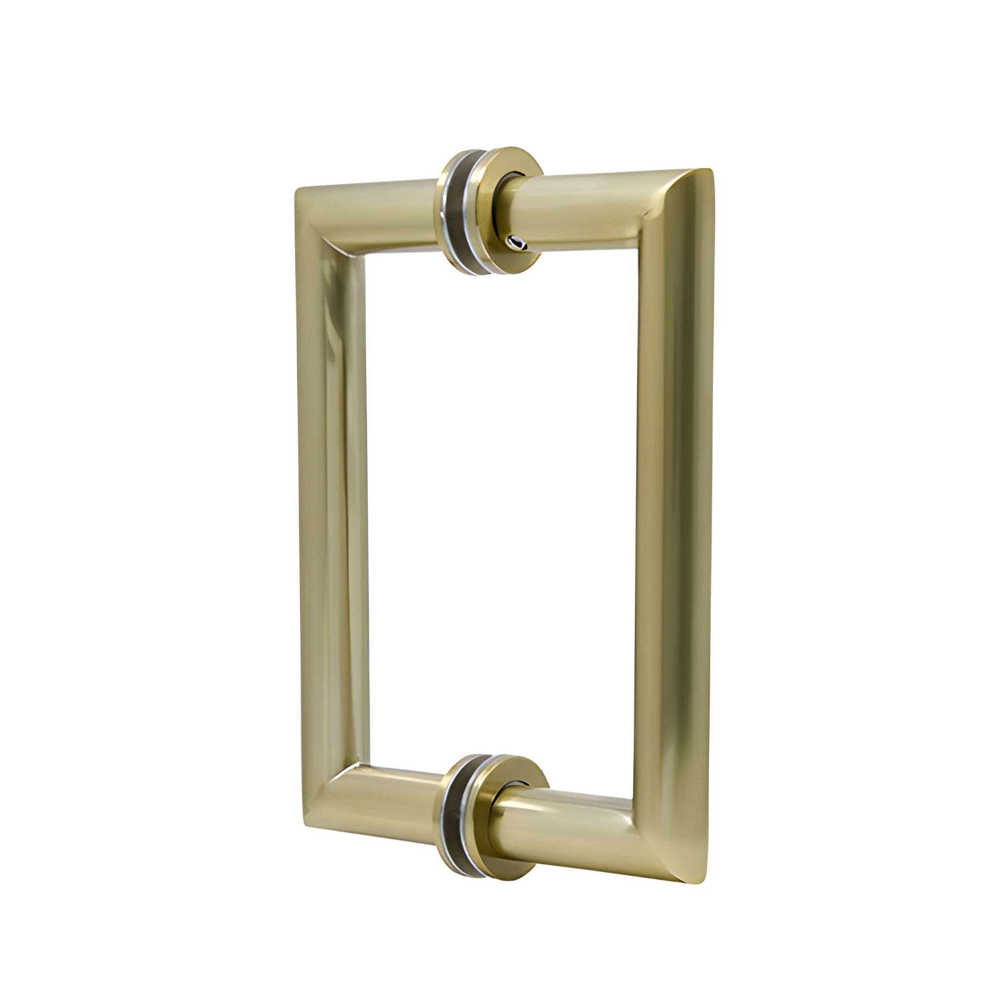 Brushed bronze MT6X6BBRZ back-to-back square-mitered tubular brass glass door pull handle, 6" C-C