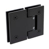 GEN380MBL matte black Geneva adjustable glass-to-glass shower hinge, brass, self-centering, fits 8-12mm glass.