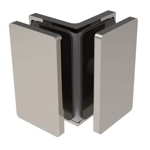 Brushed Nickel Como Series Glass-to-Glass Bracket for sleek, modern shower enclosures.