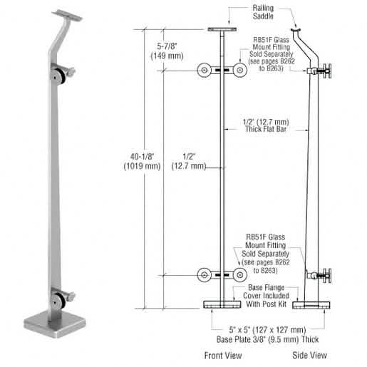 CRL Polished Stainless Left End P5 Series Post Railing Kit - Durable and Stylish Design