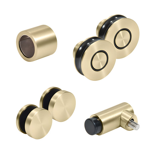 Brushed bronze stainless steel Colonia replacement hardware pack: rollers, fixed fittings, wall bracket, stopper.