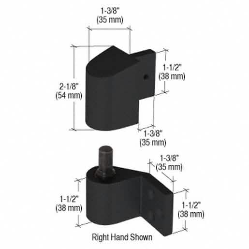 CRL Black 3/4" Offset Right Hand Intermediate Pivot Set for durable door installation.
