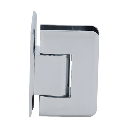 P1N344CH polished chrome adjustable brass shower door hinge for 8-12mm tempered glass, wall-mount, self-centering.