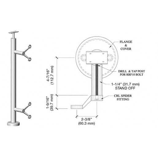 CRL Polished Stainless 36" P6 Series Spider End Post Railing Kit for sleek, modern design.