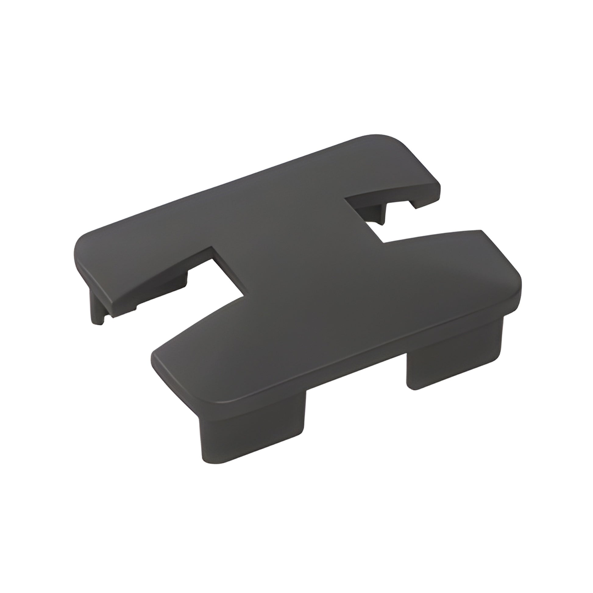 Matte black aluminum notched rectangular post top cap (SKU: NC1CBL) for glass windscreens - slip-in, ready to install.