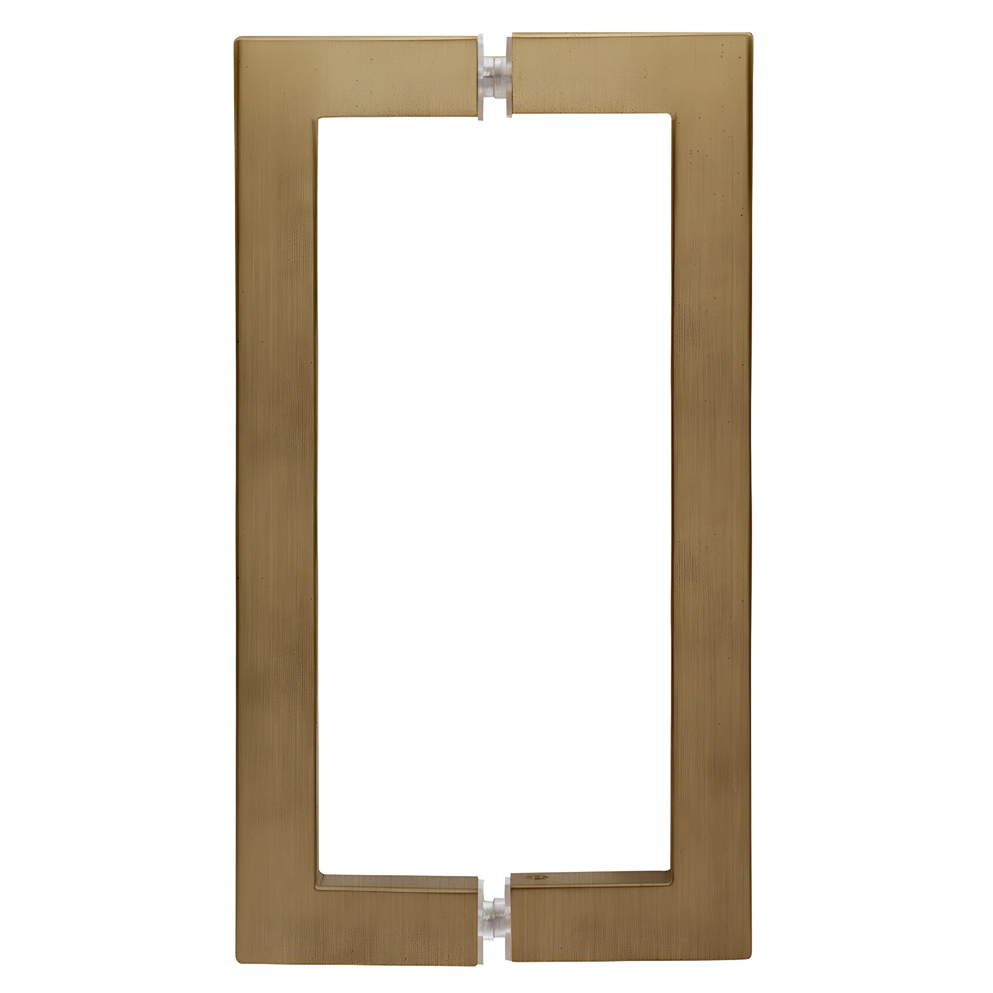 SQ Series square corner glass pull handle, dark brushed bronze brass, 8 in center, fits 1/4-1/2 in glass (SKU SQ8X8DBBZ)