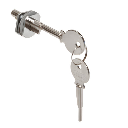 Polished chrome keyed lock cylinder with two keys on a ring - CRL KD kit lock DK802CH.