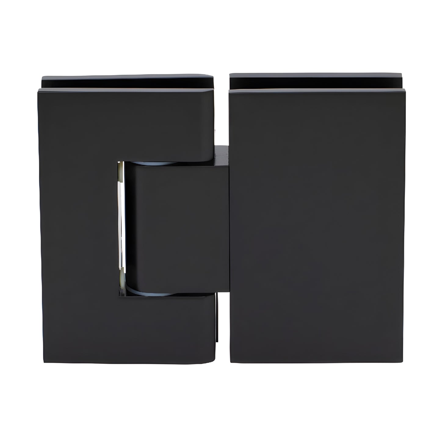 GEN380MBL matte black Geneva adjustable glass-to-glass shower hinge, brass, self-centering, fits 8-12mm glass.