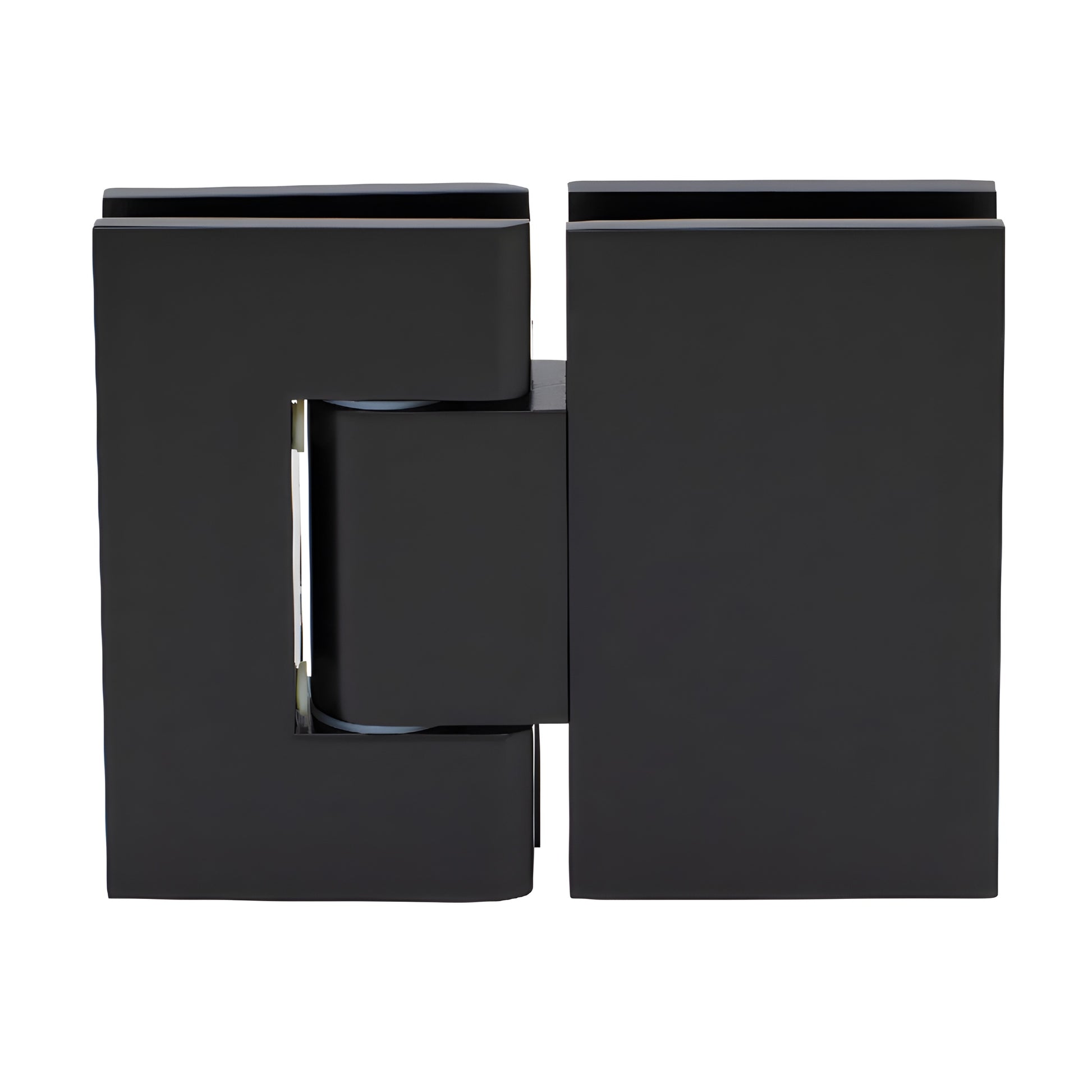 GEN380MBL matte black Geneva adjustable glass-to-glass shower hinge, brass, self-centering, fits 8-12mm glass.
