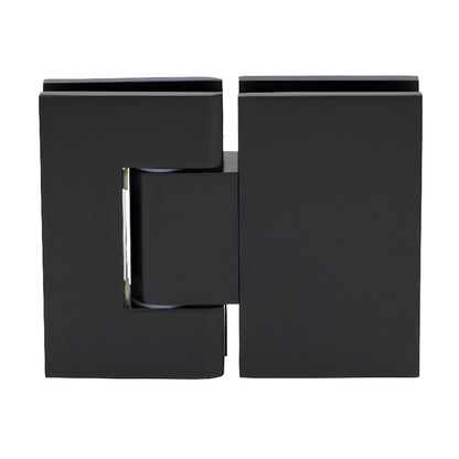 GEN380MBL matte black Geneva adjustable glass-to-glass shower hinge, brass, self-centering, fits 8-12mm glass.