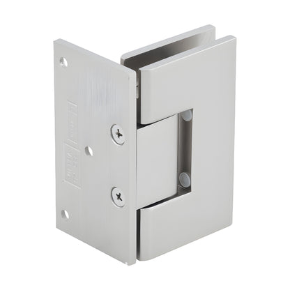 Satin nickel Geneva wall-mount shower hinge, solid brass offset back plate for 8-12mm glass (GEN044SN)
