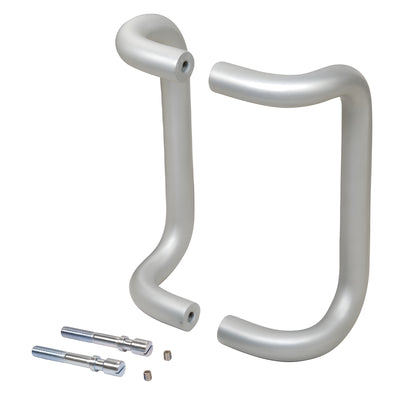 Clear anodized forged aluminum 1" offset door pull handle set with mounting studs, SKU M2174828