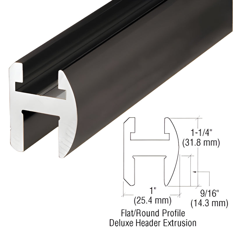 SDH1440RB oil-rubbed bronze aluminum deluxe header extrusion for frameless shower doors, 144 in.