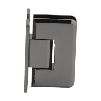 Gun metal solid-brass Cologne shower hinge SKU C0L037GM - beveled, wall-mount H plate for 3/8-1/2" glass