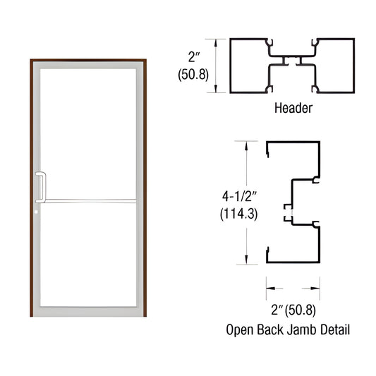 Custom Kynar commercial aluminum door frame with threshold and open-back jamb diagram, SKU 1B71522