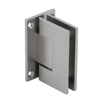 Satin nickel Geneva self-centering shower door hinge, full back plate for 8-12mm glass (GEN037SN)