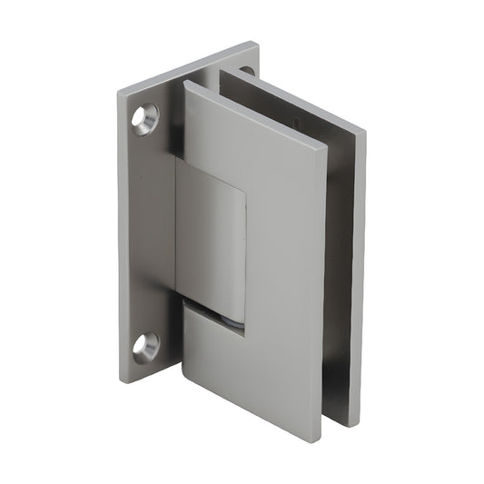 Satin nickel Geneva self-centering shower door hinge, full back plate for 8-12mm glass (GEN037SN)