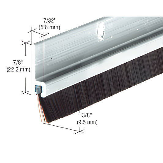 Aluminum door sweep WS257AV96, extruded aluminum carrier with 3/8 in nylon brush, 96 in length, seals gaps and reduces drafts