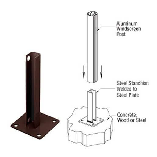CRL Bronze AWS Steel Stanchion for 135° Center Posts - Durable, Stylish Support