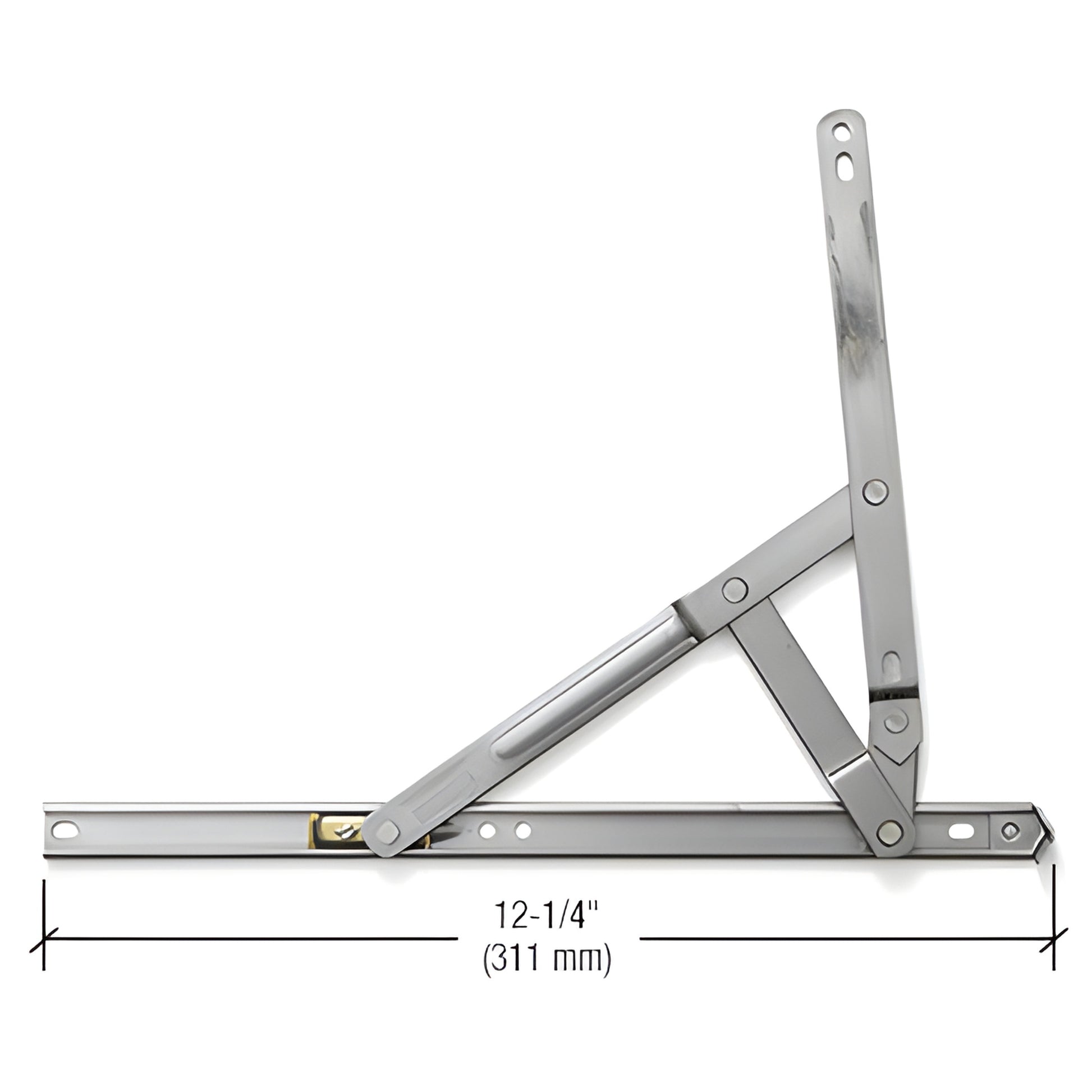 CRL stainless steel 4-bar casement hinge, mill finish, 90 opening, 12-1/4" (311 mm), SKU WH66342