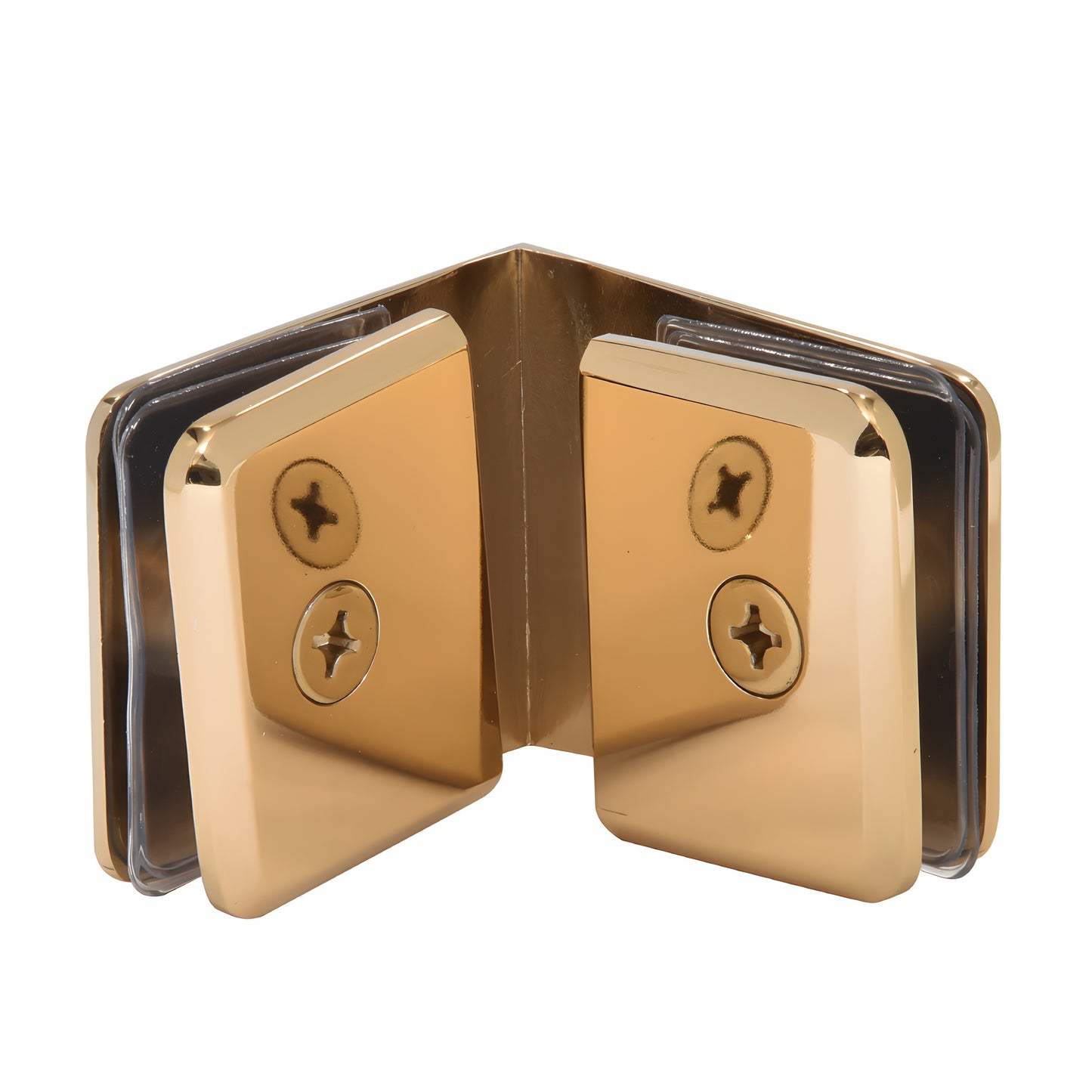 BGC90FG French Gold beveled brass 90 glass-to-glass clamp for 3/8-1/2" (10-12mm) frameless shower panels