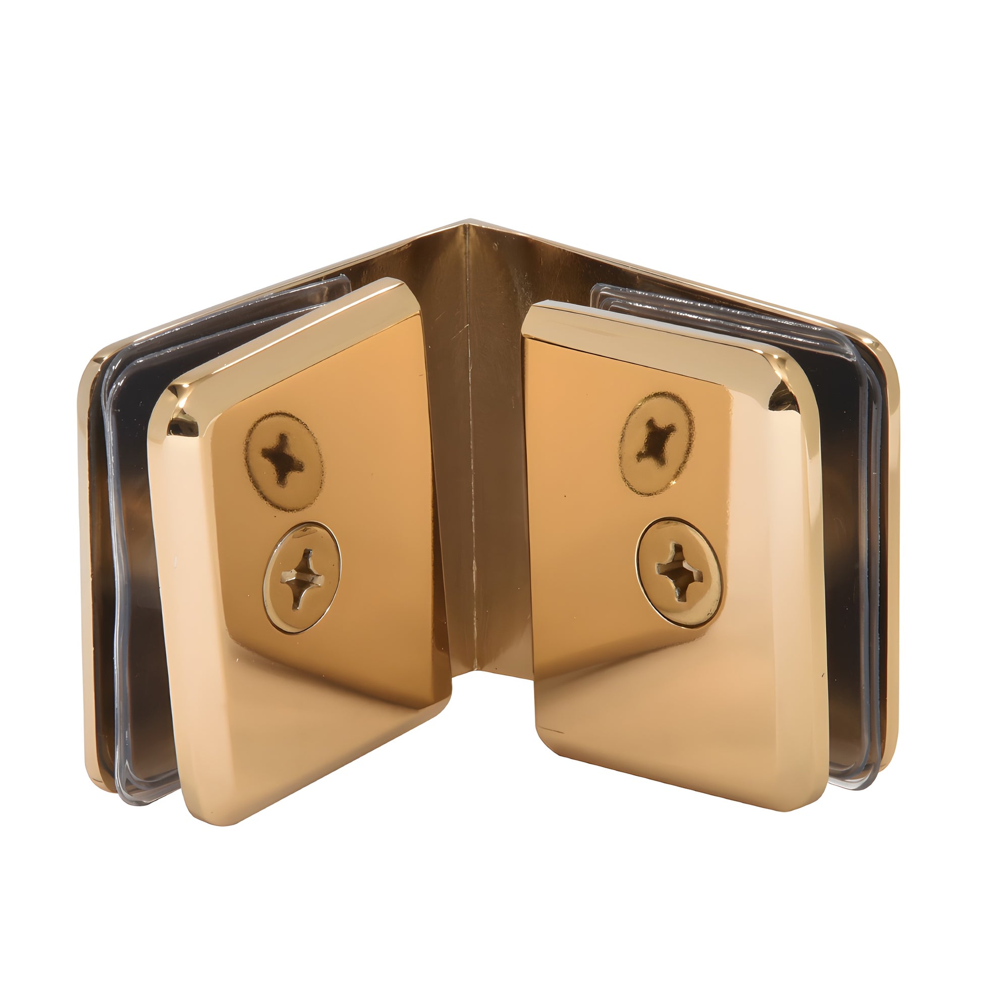 BGC90FG French Gold beveled brass 90 glass-to-glass clamp for 3/8-1/2" (10-12mm) frameless shower panels