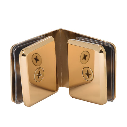 BGC90FG French Gold beveled brass 90 glass-to-glass clamp for 3/8-1/2" (10-12mm) frameless shower panels