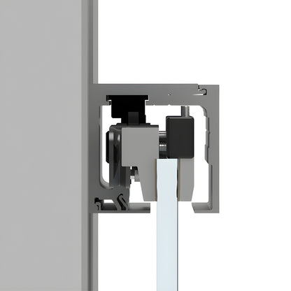 CRL695BSA brushed stainless anodized wall-mounted sliding glass door track and frosted tempered glass panel