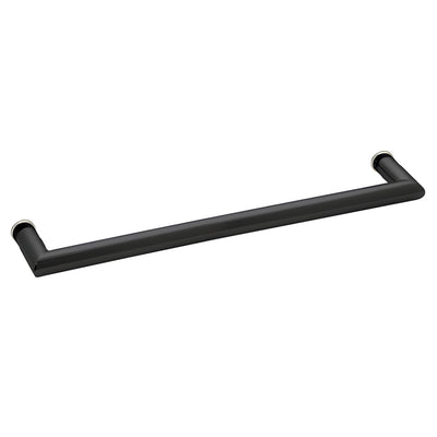 CRL 24 in Matte Black Round Towel Bar, Single-Sided Mitered Corner