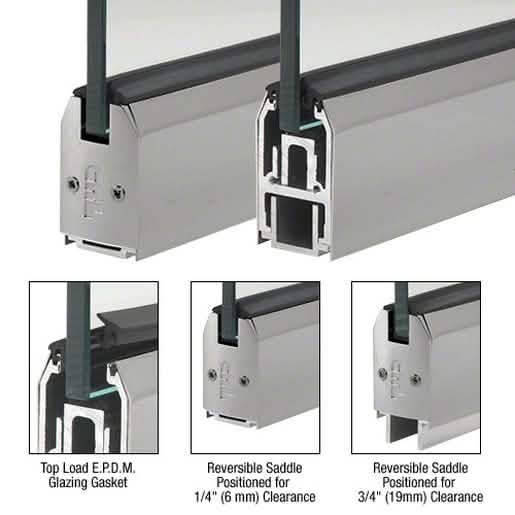 Low Profile Tapered Sidelite Rail, Brushed Stainless, 2-5/16" x 120", Saddle included