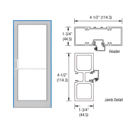 FD11852 - white Kynar aluminum up-and-over door frame with jamb/header diagram, fits 36 x 84 in door, includes threshold.