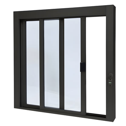 Duranodic bronze aluminum self-closing sliding service window (OX), 36x36, 1/4" tempered glass, thumbturn lock - SKU SCDW3636