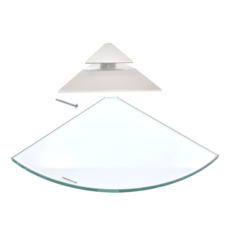 CRL corner glass shelf kit 10x10, 3/8" tempered clear glass with satin chrome wall clip (SKU 1010SCK)