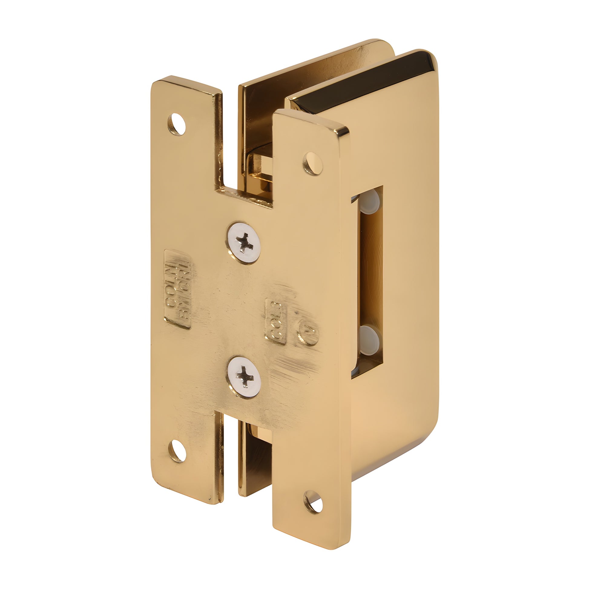 French gold brass adjustable shower door hinge (Cologne series), wall-mount for 3/8-1/2" glass - SKU C0L337FG