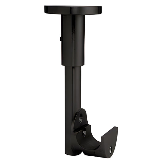 Matte black ceiling mount top sliding tube clamp for Laguna sliding glass doors, SKU LS412MBL