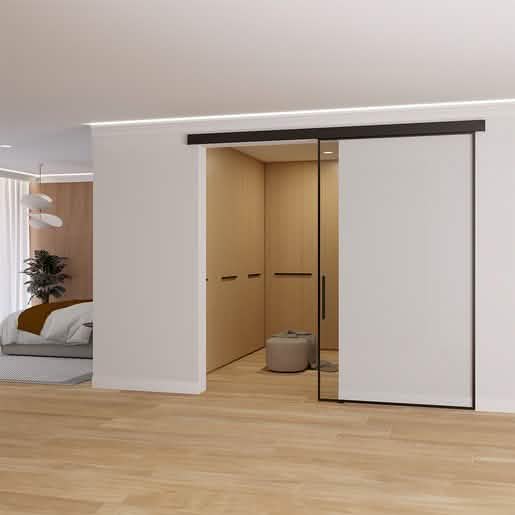 CRL50 Matte Black Series Sliding Door Kit - Sleek Wall Mount Design, Modern Aesthetic