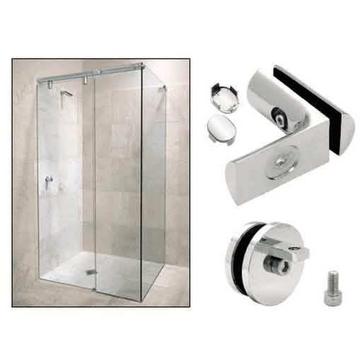 CRL Chrome Hydroslide 90° Wall-to-Glass Sliding Shower Door Kit for Modern Bathrooms