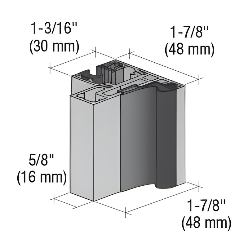 CRL Fallbrook matte black glass-to-glass door frame profile (SKU FG2GD3MBL), fits 8-10mm glass, sold per 3m.