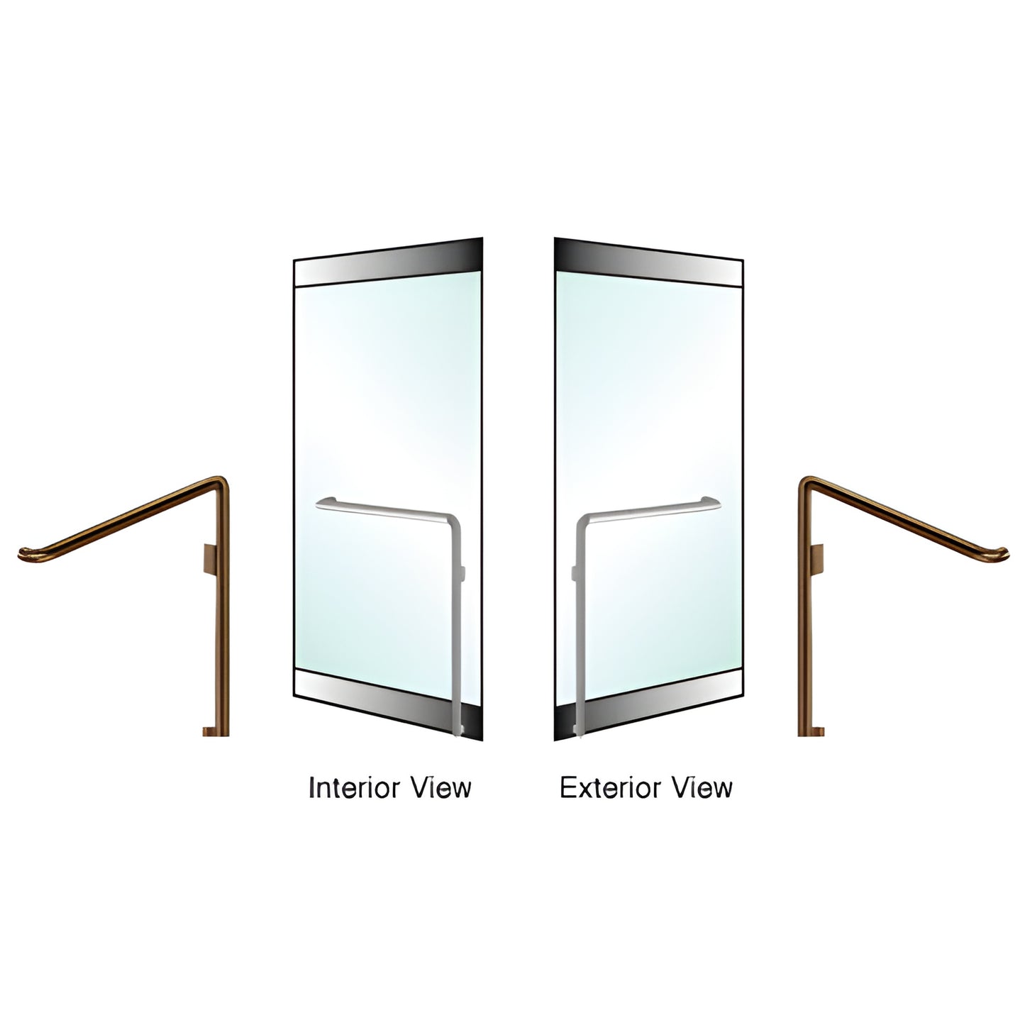 Oil rubbed bronze tubular 1-1/4 in. Blumcraft right-hand reverse rail-mount glass door handle (SKU DH110C3R0RB)