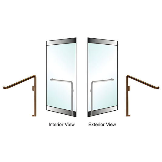 Oil rubbed bronze tubular 1-1/4 in. Blumcraft right-hand reverse rail-mount glass door handle (SKU DH110C3R0RB)