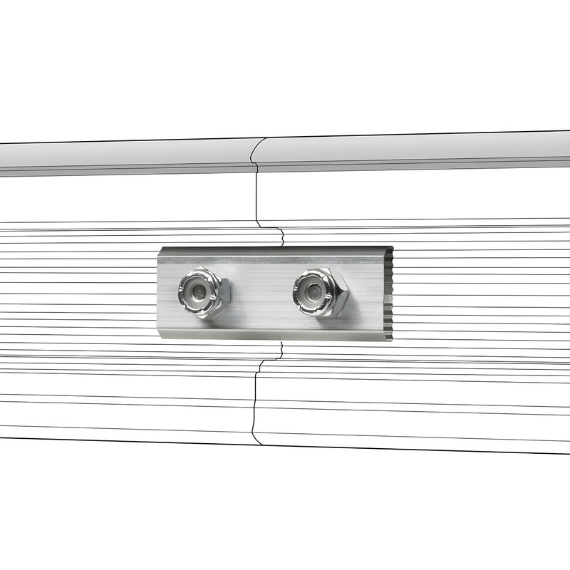 Latitude 34 brushed stainless replacement track connector LAT34TCKBS on multi-track sliding rail.