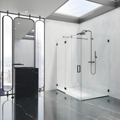 BEL344BN Bellagio brushed-nickel square glass shower hinge, concealed mount for 8-10mm frameless doors.