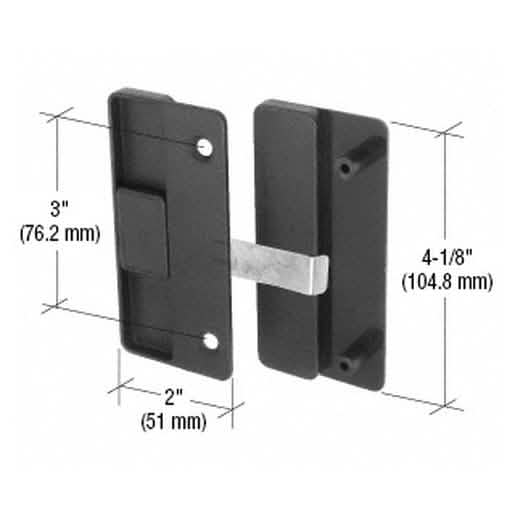 CRL Black Sliding Screen Door Latch with 3" Screw Holes for Columbia-Matic Doors